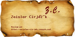 Zeisler Cirjék névjegykártya